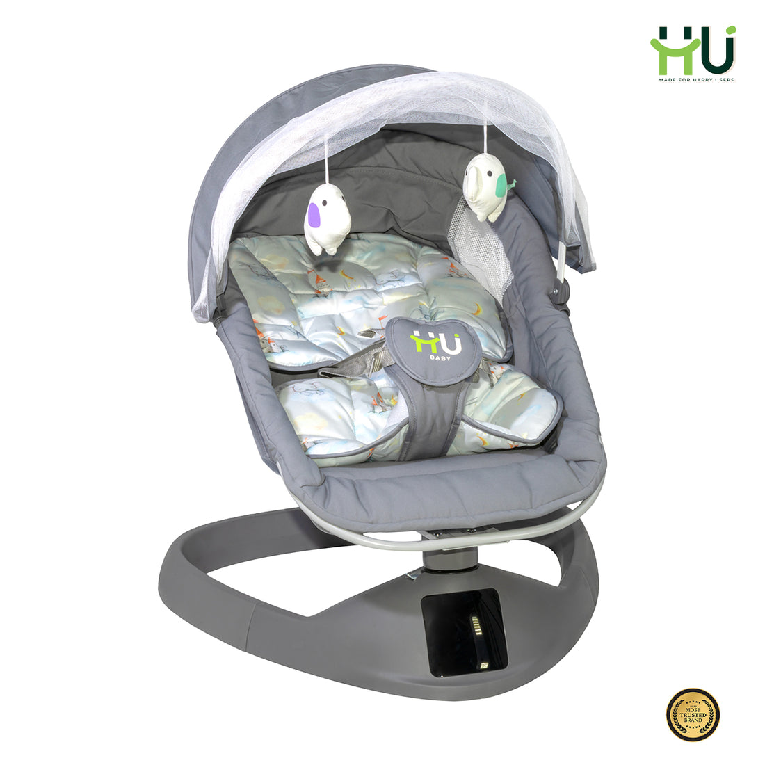 Electric Baby Swing with Bluetooth Music, Remote Control & 5-Speed Rocking