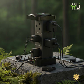 Tower Extension Board with 6 Sockets, USB & Wireless Charger