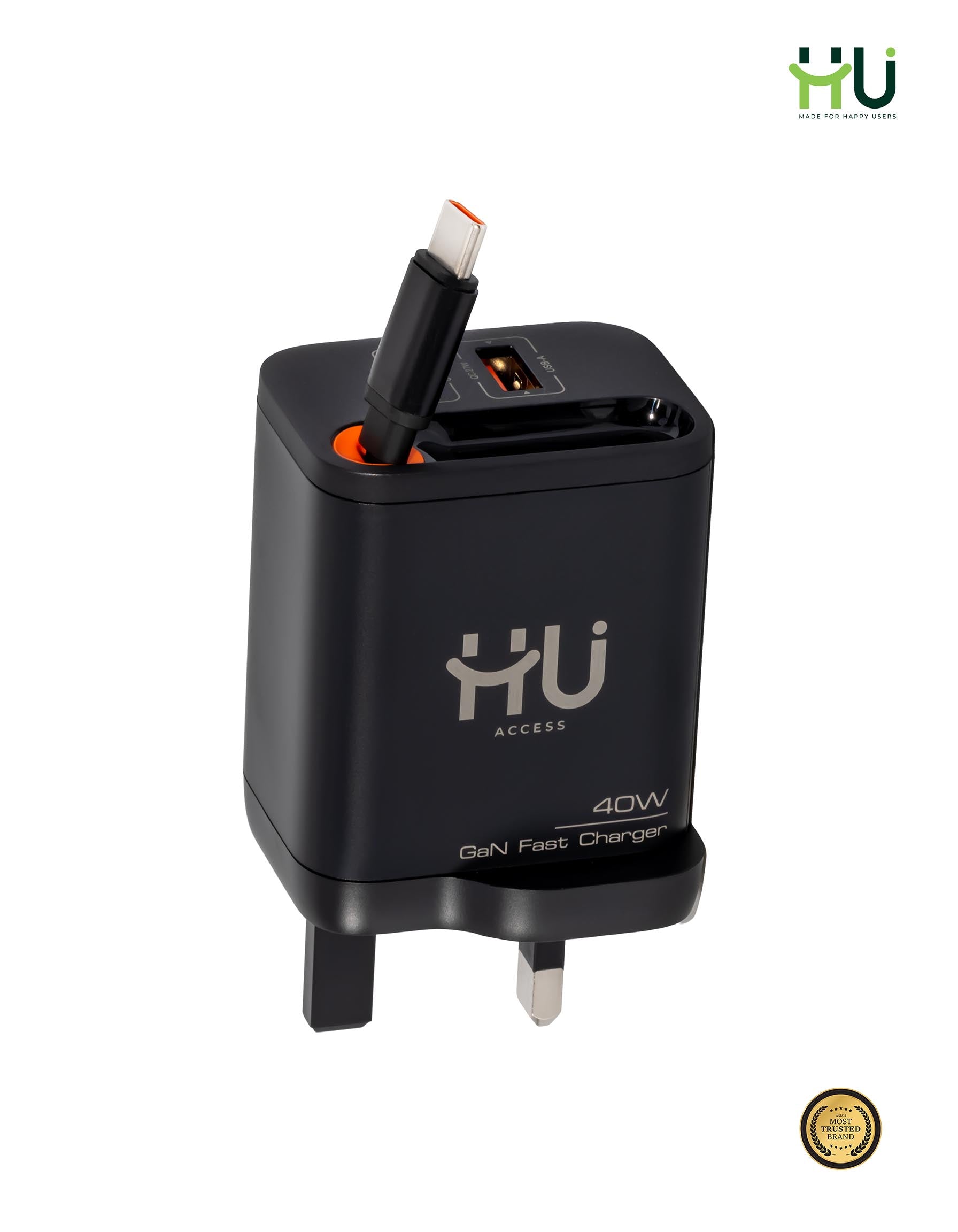 HU 40W GaN Charger with Cable