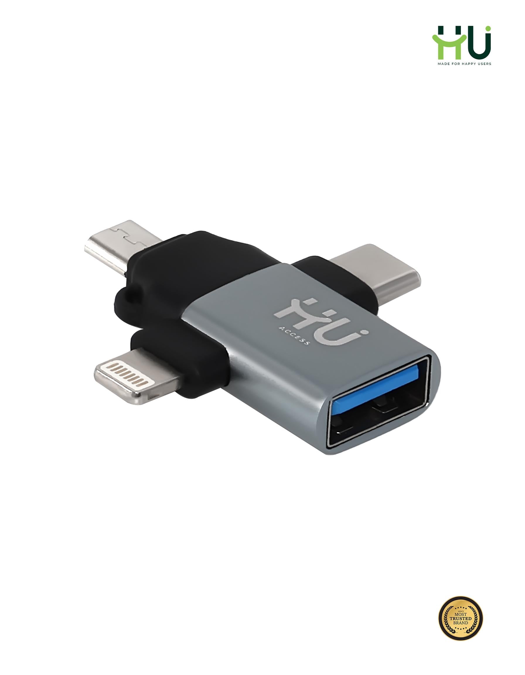 HU 3-in-1 OTG USB Adapter