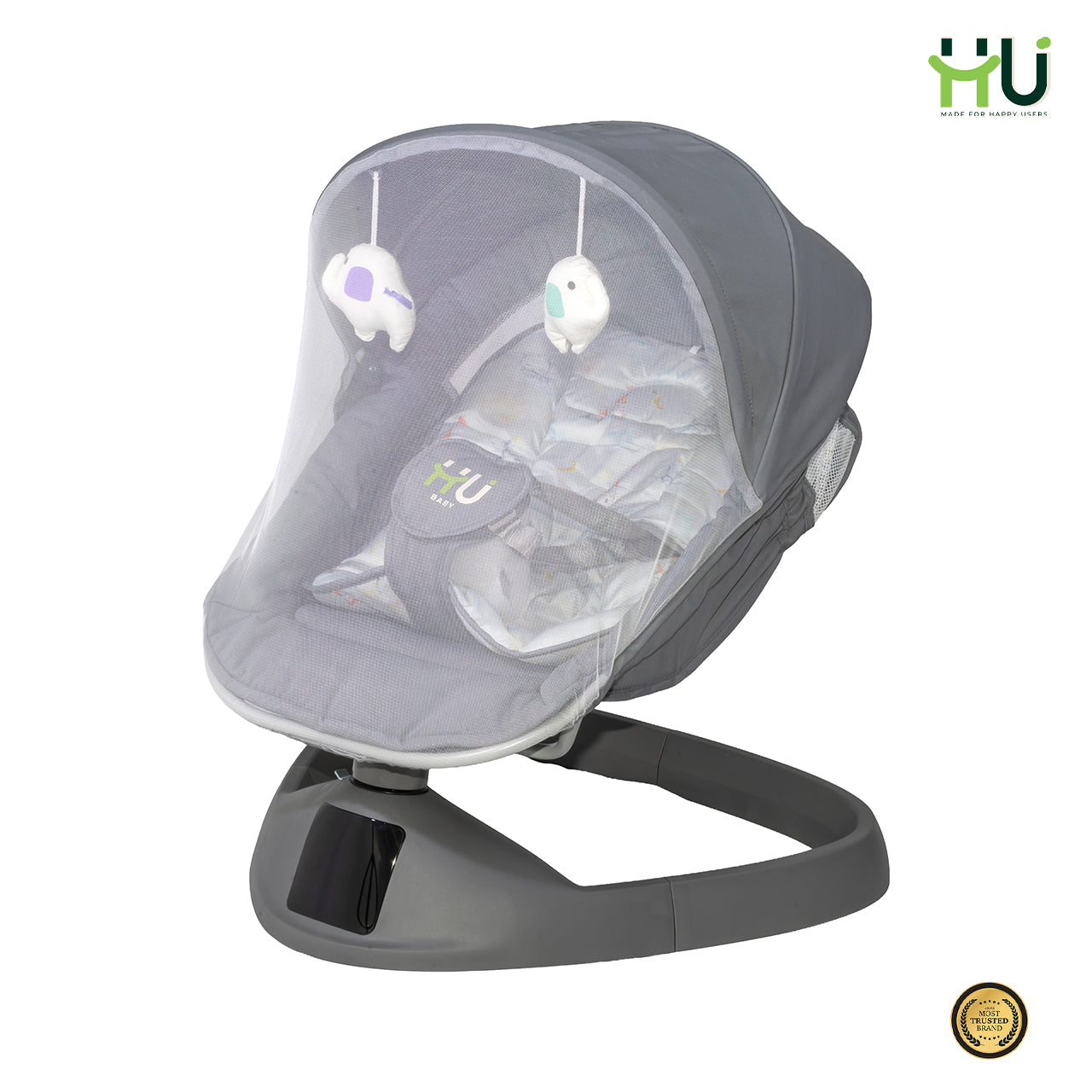 Electric Baby Swing with Bluetooth Music, Remote Control & 5-Speed Rocking