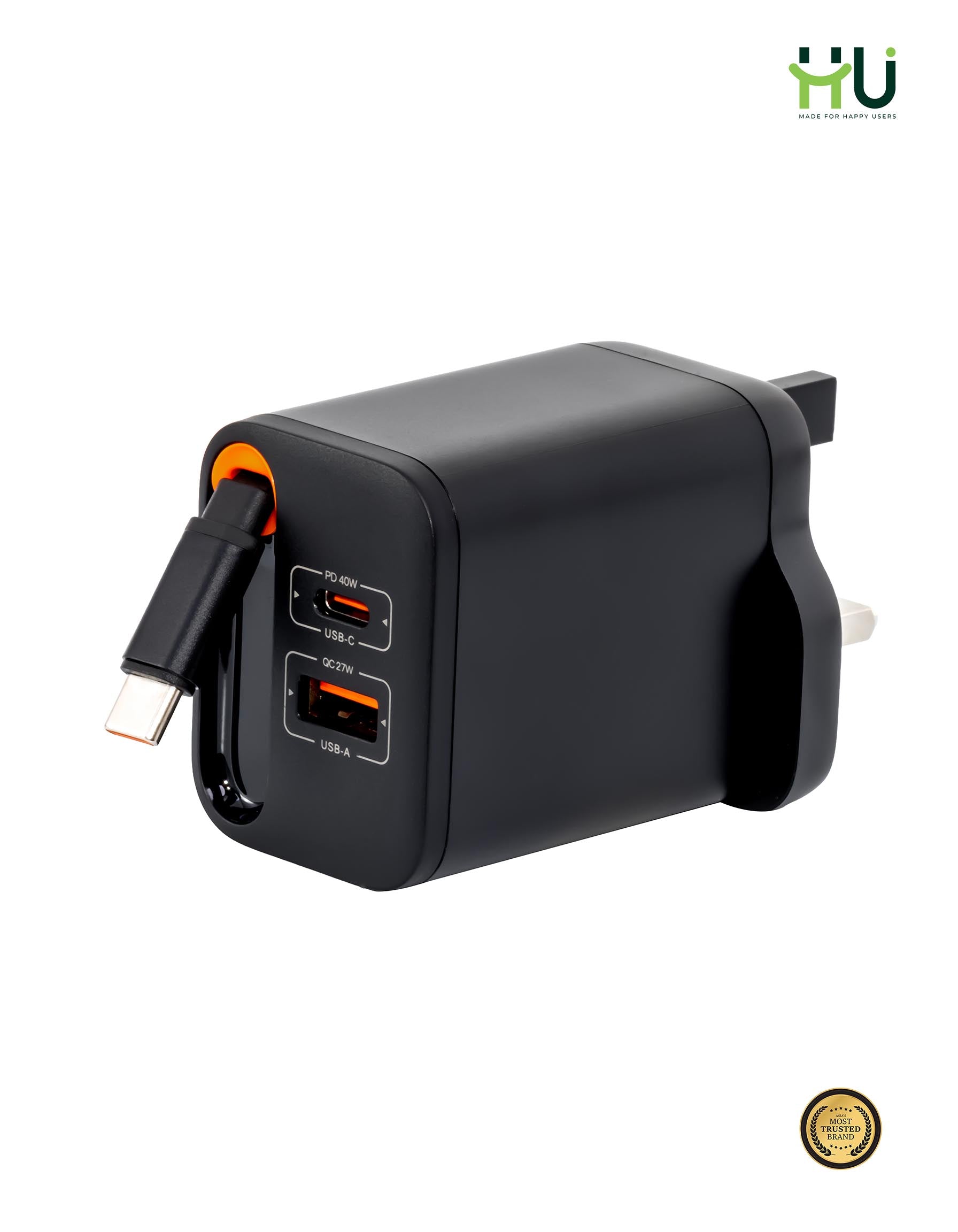 HU 40W GaN Charger with Cable