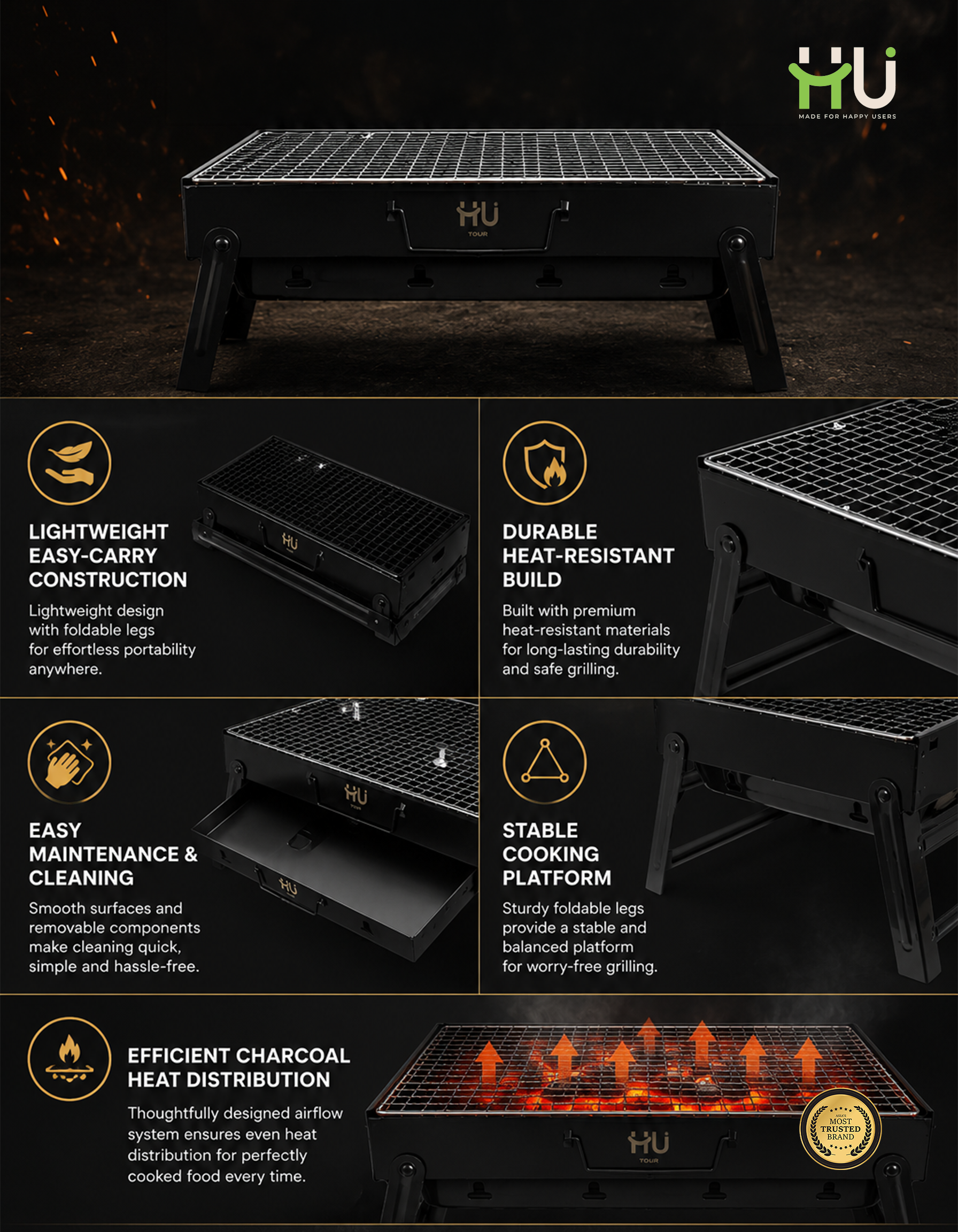 Portable Charcoal BBQ Grill