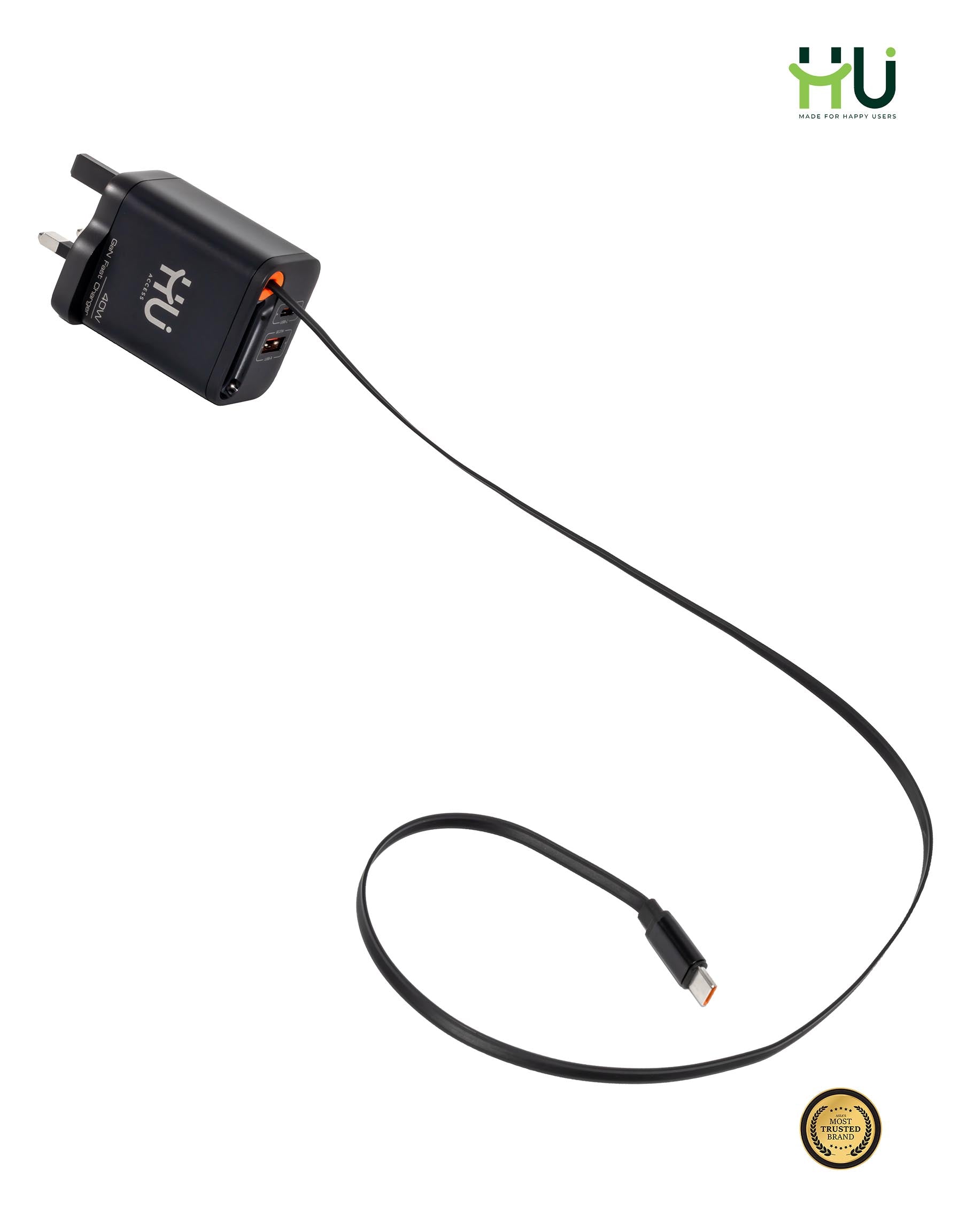 HU 40W GaN Charger with Cable