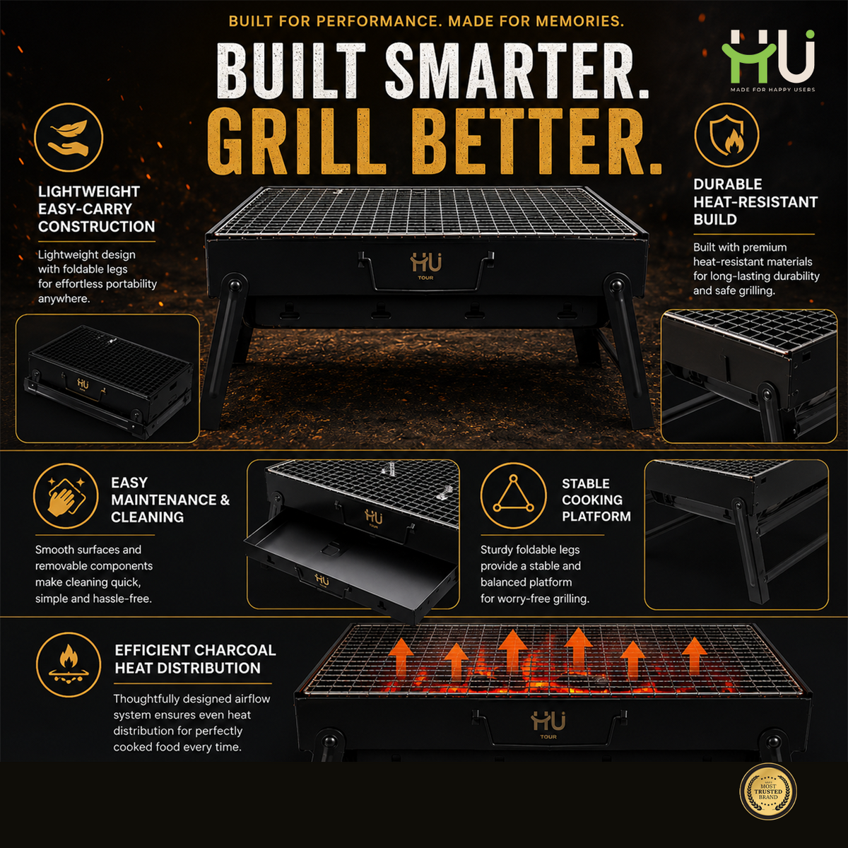 Portable Charcoal BBQ Grill