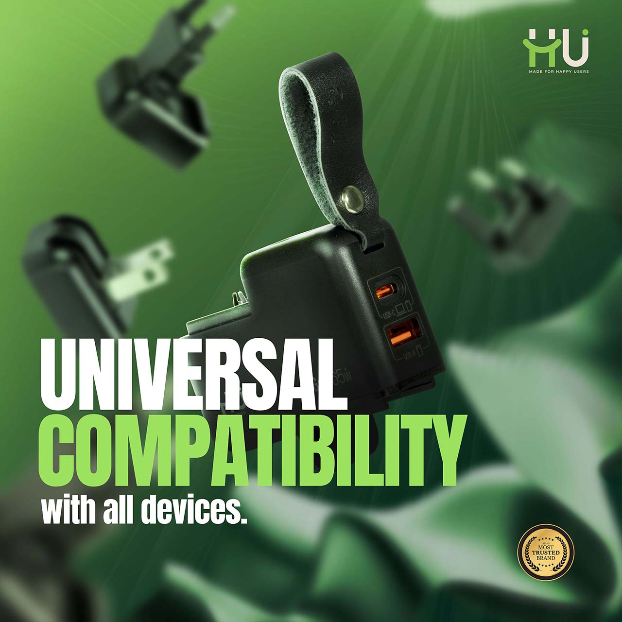 65W GaN Fast Charger USB-C Multi Port Charger