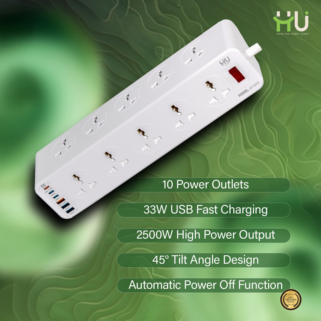10 Outlet Power Strip Universal Power Socket Tower Extension