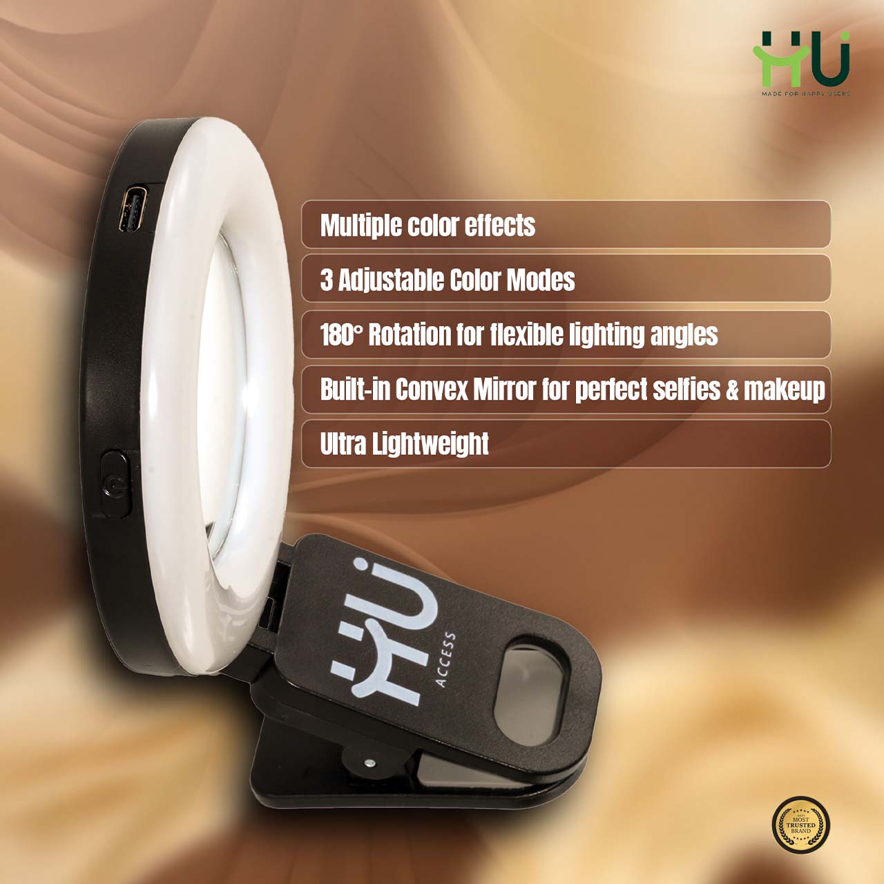 Portable LED + RGB Fill Light with 3 Color Modes & 180° Rotation