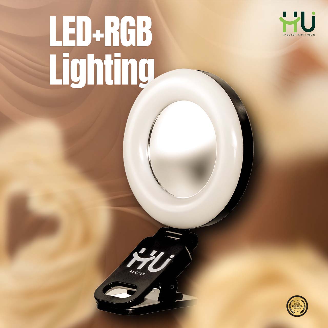 Portable LED + RGB Fill Light with 3 Color Modes & 180° Rotation