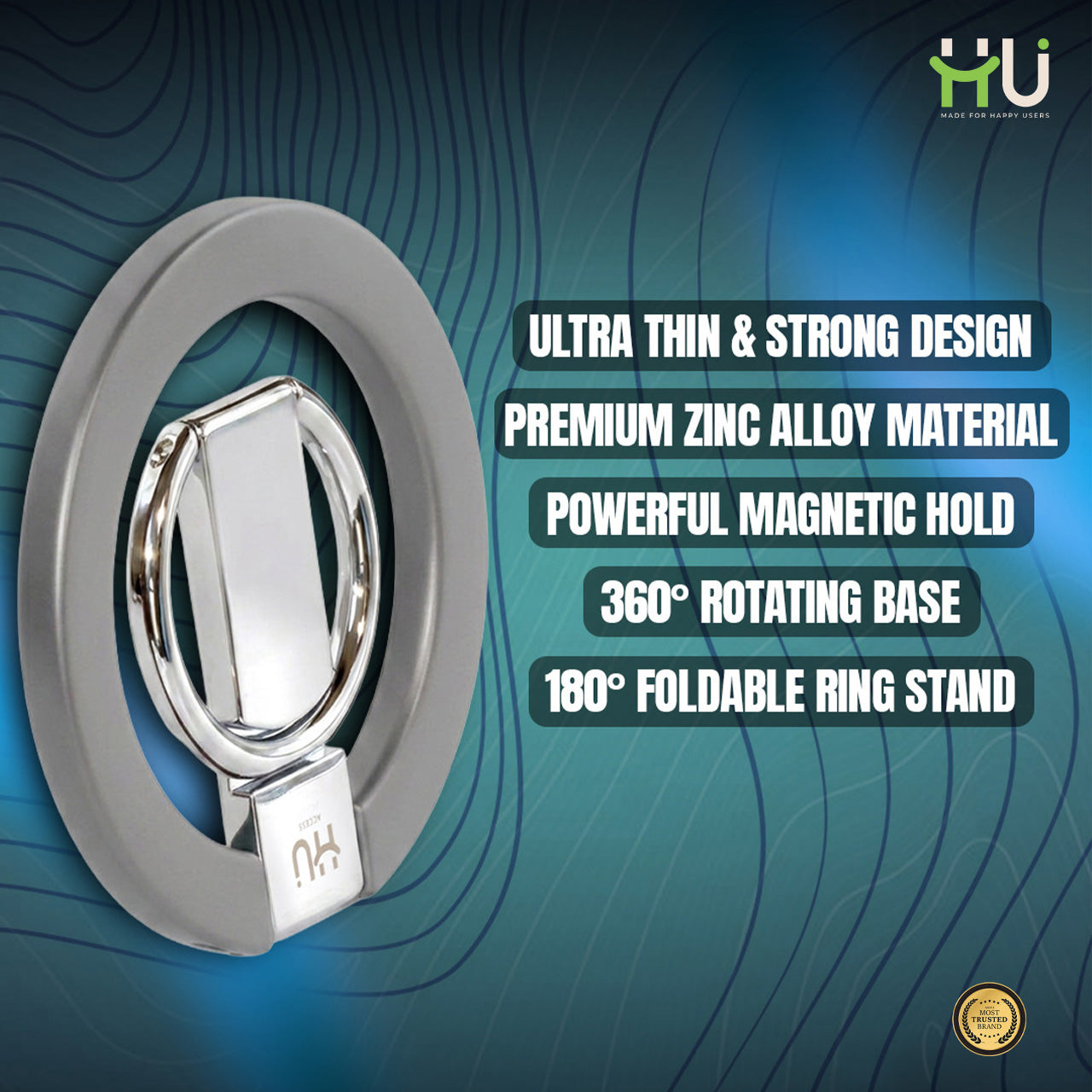 360° Magnetic Phone Holder Stand-Grey