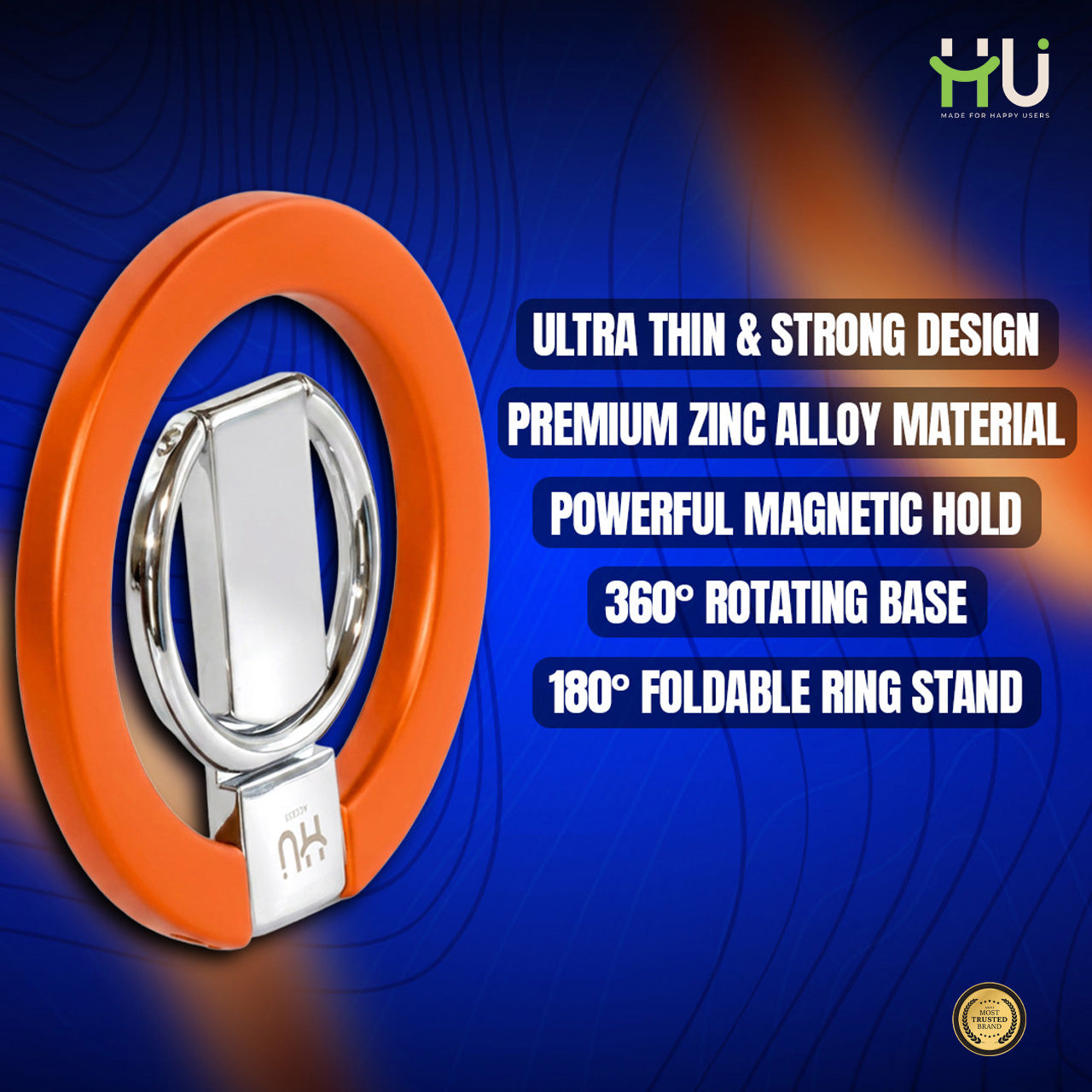 360° Magnetic Phone Holder Stand-Orange