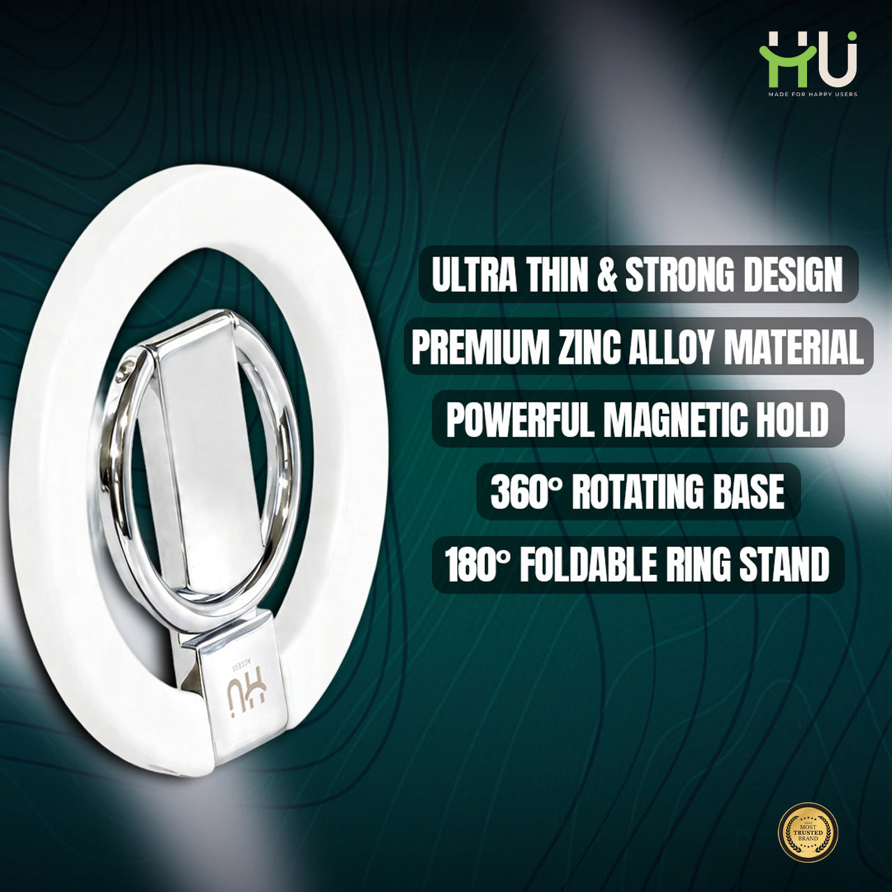 360° Magnetic Phone Holder Stand-White