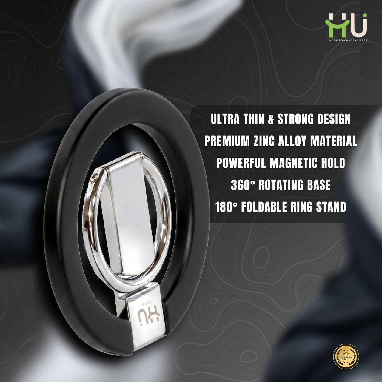 360° Magnetic Phone Holder Stand-Black