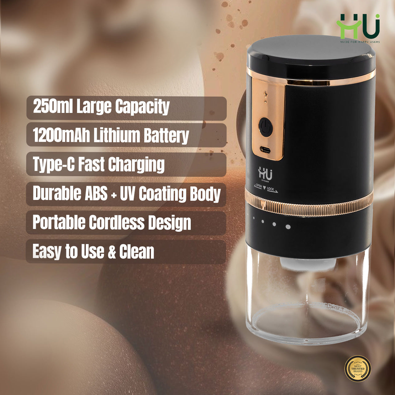 Rechargeable Coffee & Spice Grinder 250ml
