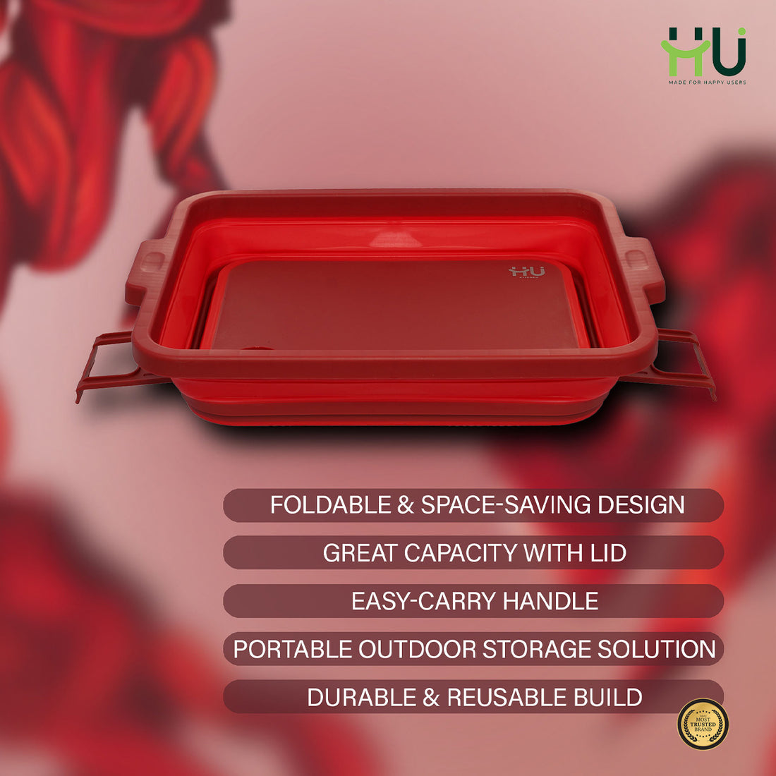 4-in-1 Expandable Prep & Serve Tub - Red