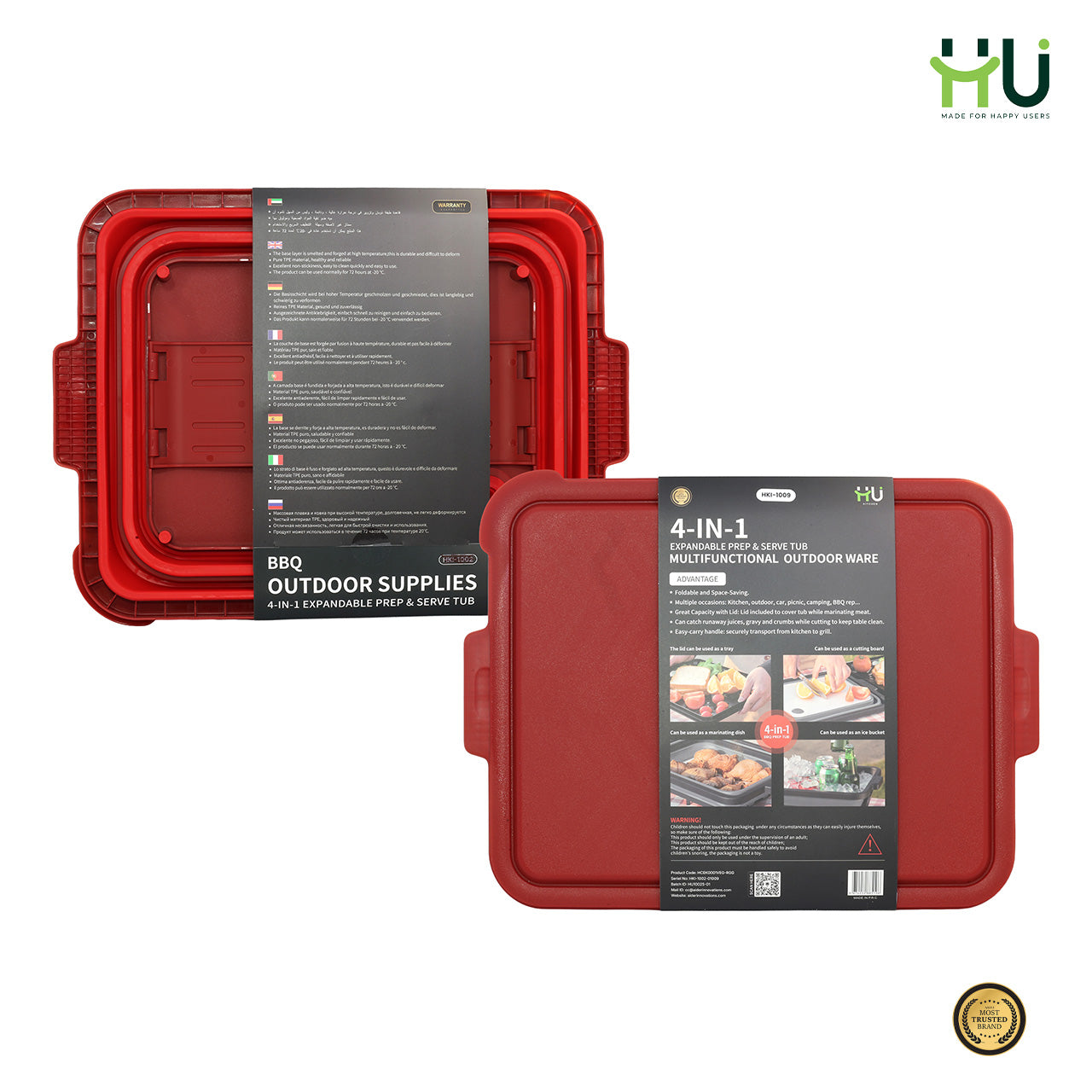4-in-1 Expandable Prep & Serve Tub - Red