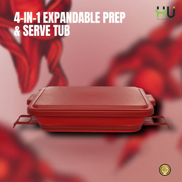 4-in-1 Expandable Prep & Serve Tub - Red