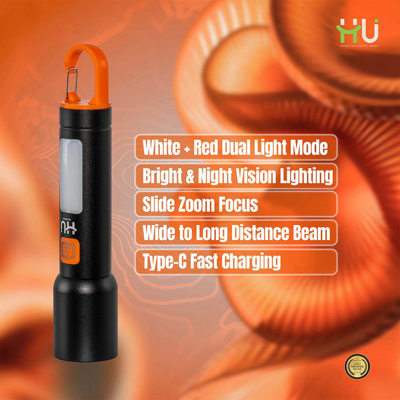 Rechargeable LED Flashlight – White & Red