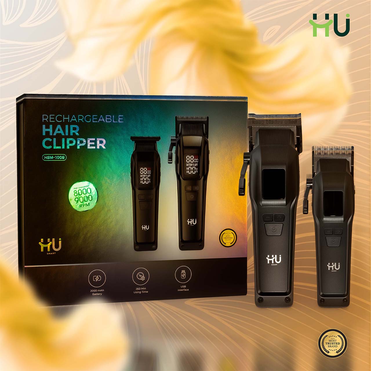 High Speed Hair Clipper 8000/9000 RPM Rechargeable Trimmer - Value Pack