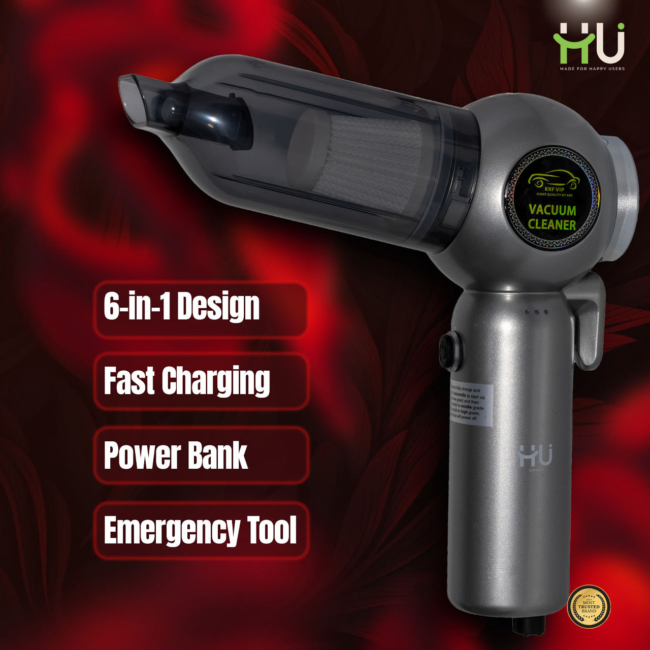 6-in-1 Portable Cordless Handheld Car Vacuum Cleaner
