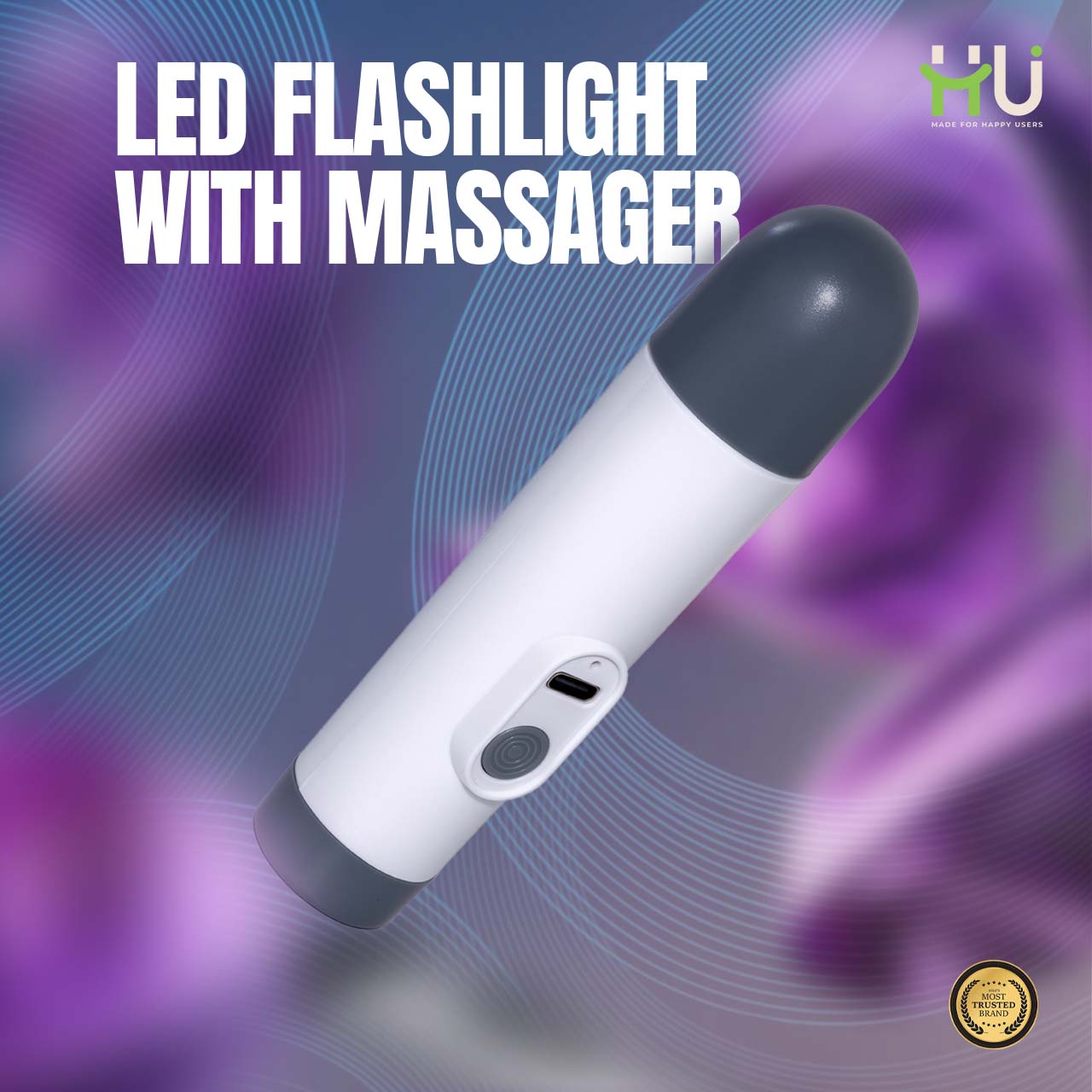 2-in-1 LED Flashlight & Mini Massager (Rechargeable, 6 Modes)