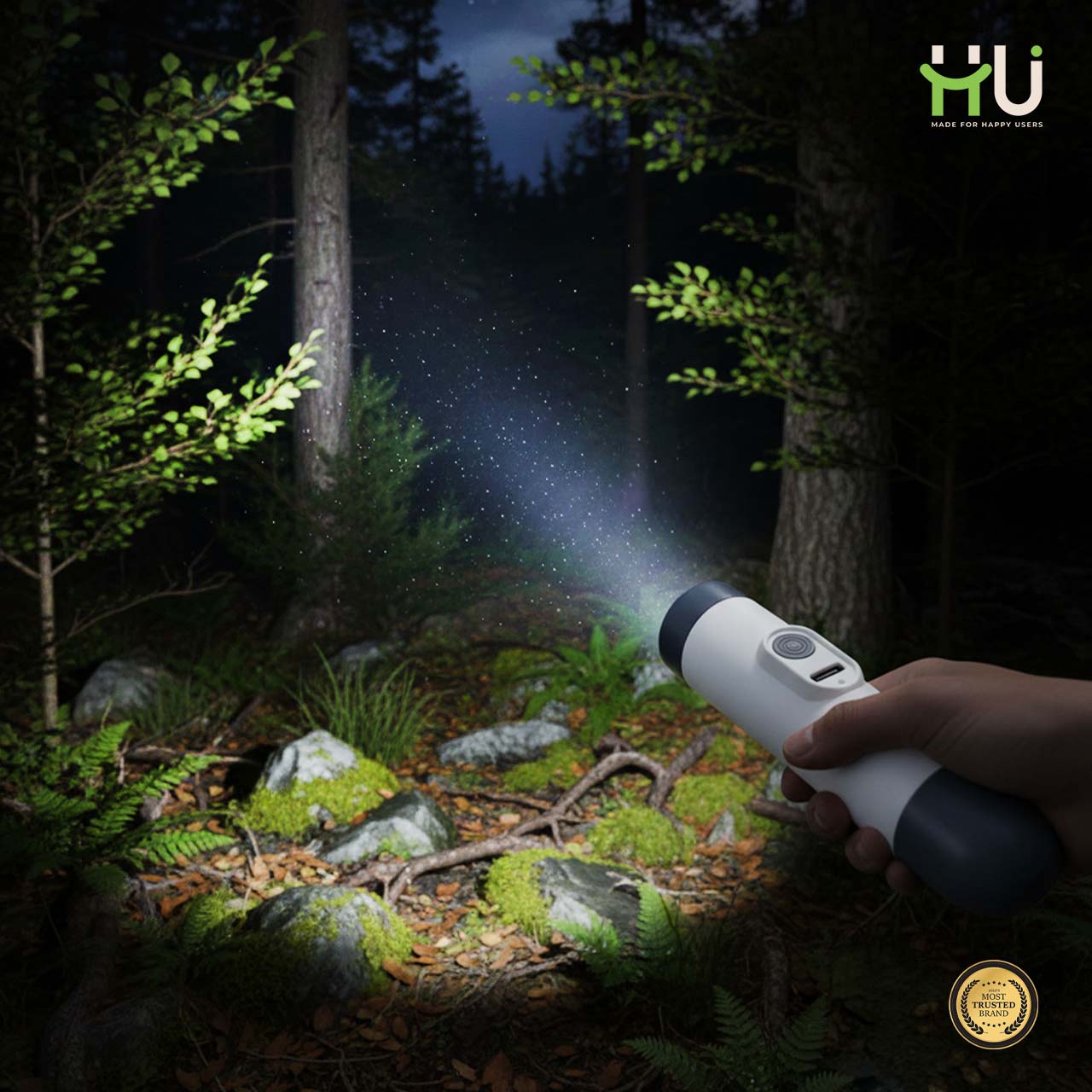 2-in-1 LED Flashlight & Mini Massager (Rechargeable, 6 Modes)