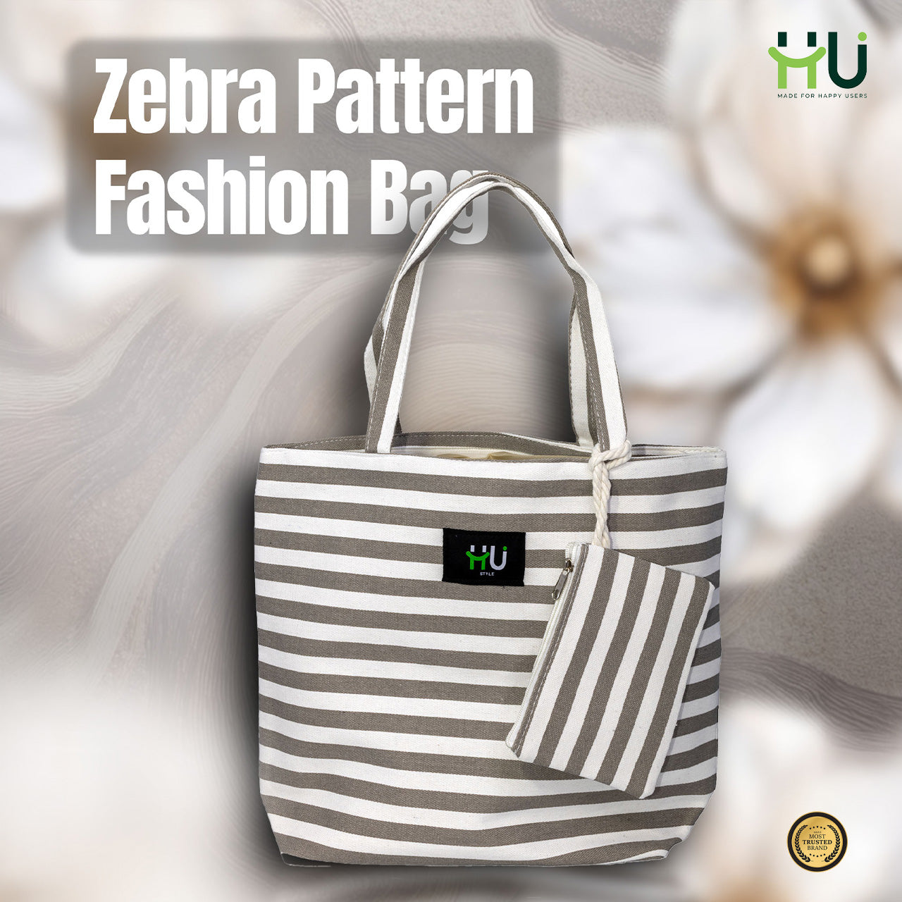 Zebra Pattern Fashion Bag – Grey & White