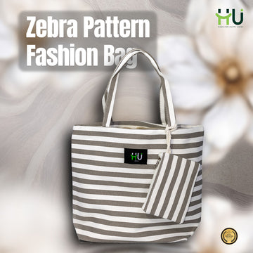 Zebra Pattern Fashion Bag – Grey & White
