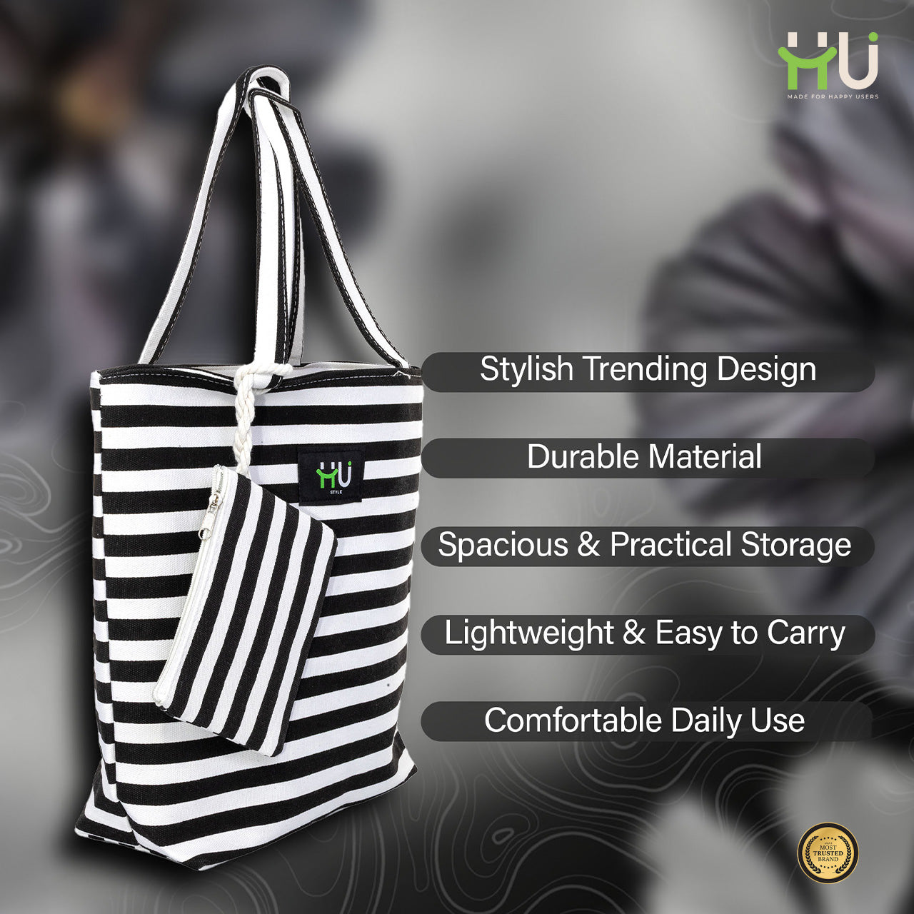 Zebra Pattern Fashion Bag – Black & White