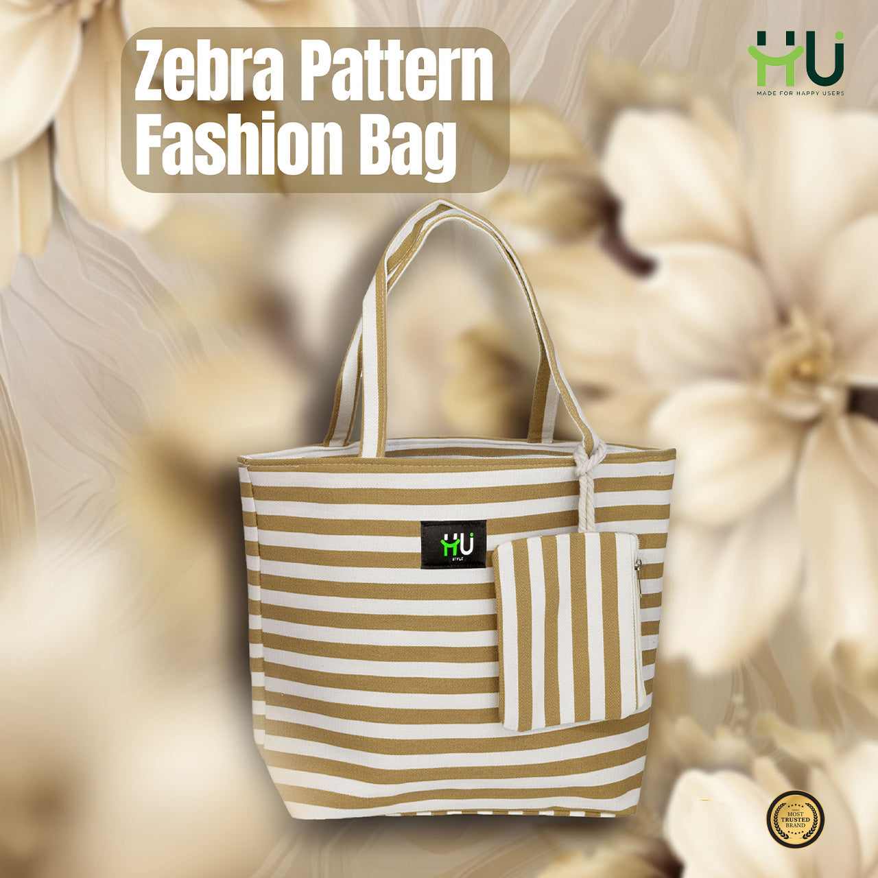 Zebra Pattern Fashion Bag – Cream & White