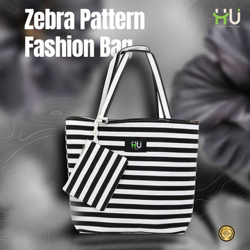 Zebra Pattern Fashion Bag – Black & White
