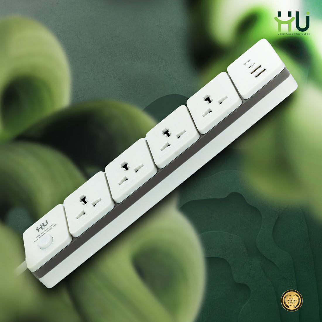 Extension Power Socket 4 Outlet + USB with 3M Cable