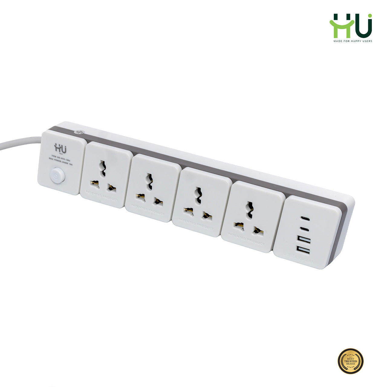 Extension Power Socket 4 Outlet + USB with 3M Cable