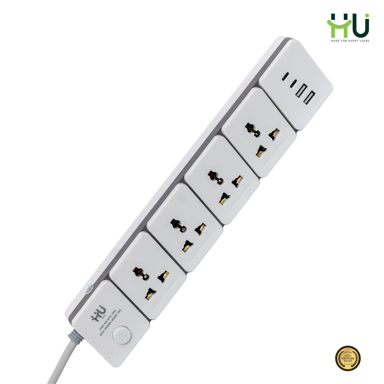Extension Power Socket 4 Outlet + USB with 3M Cable
