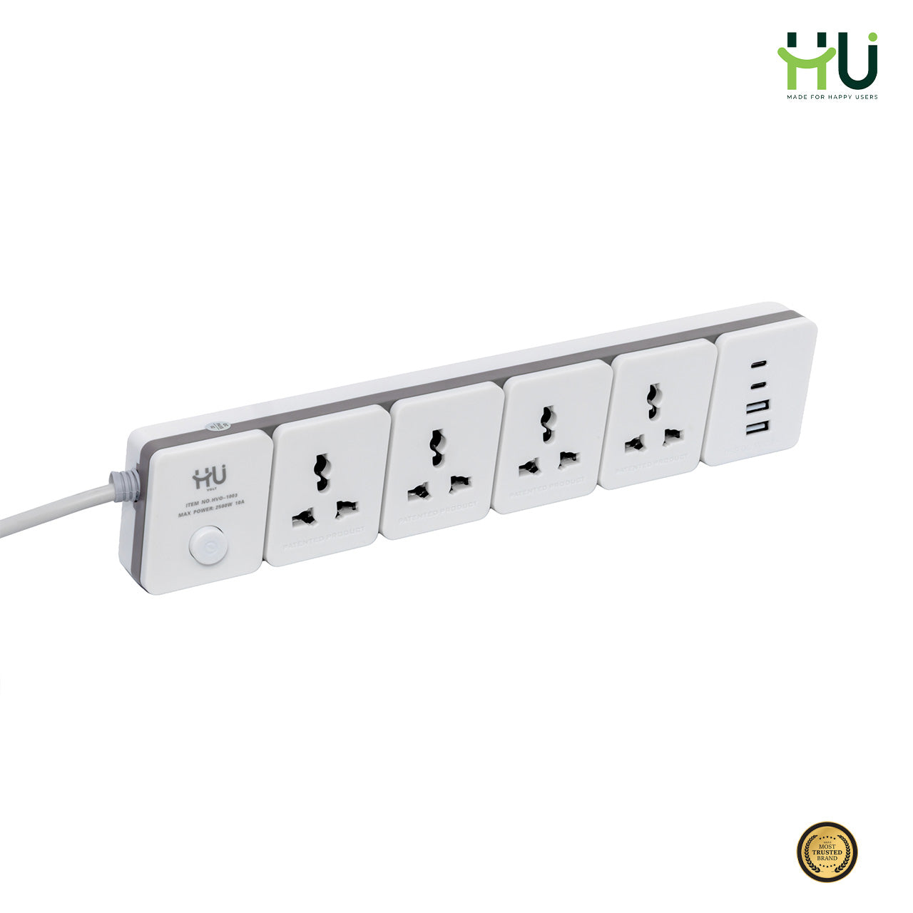 Extension Power Socket 4 Outlet + USB with 3M Cable