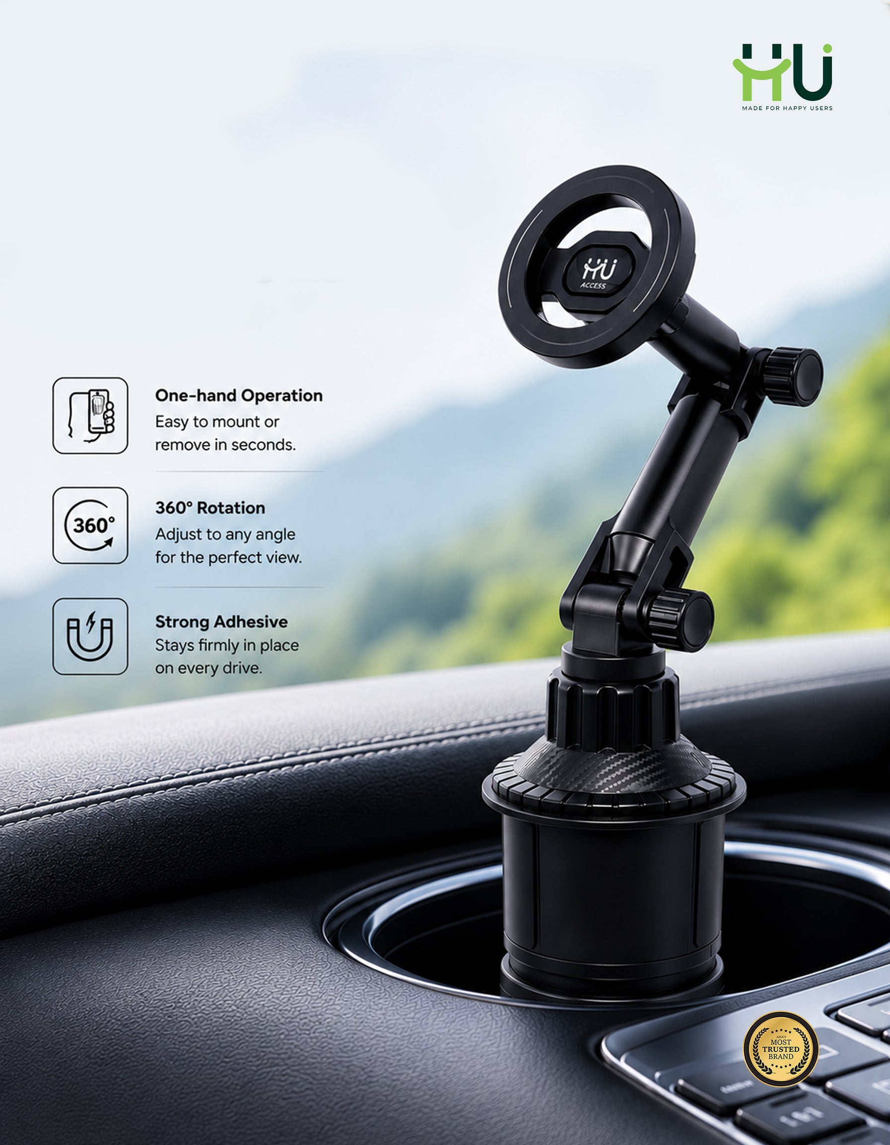 HU MagSafe Car Cup Holder Mount