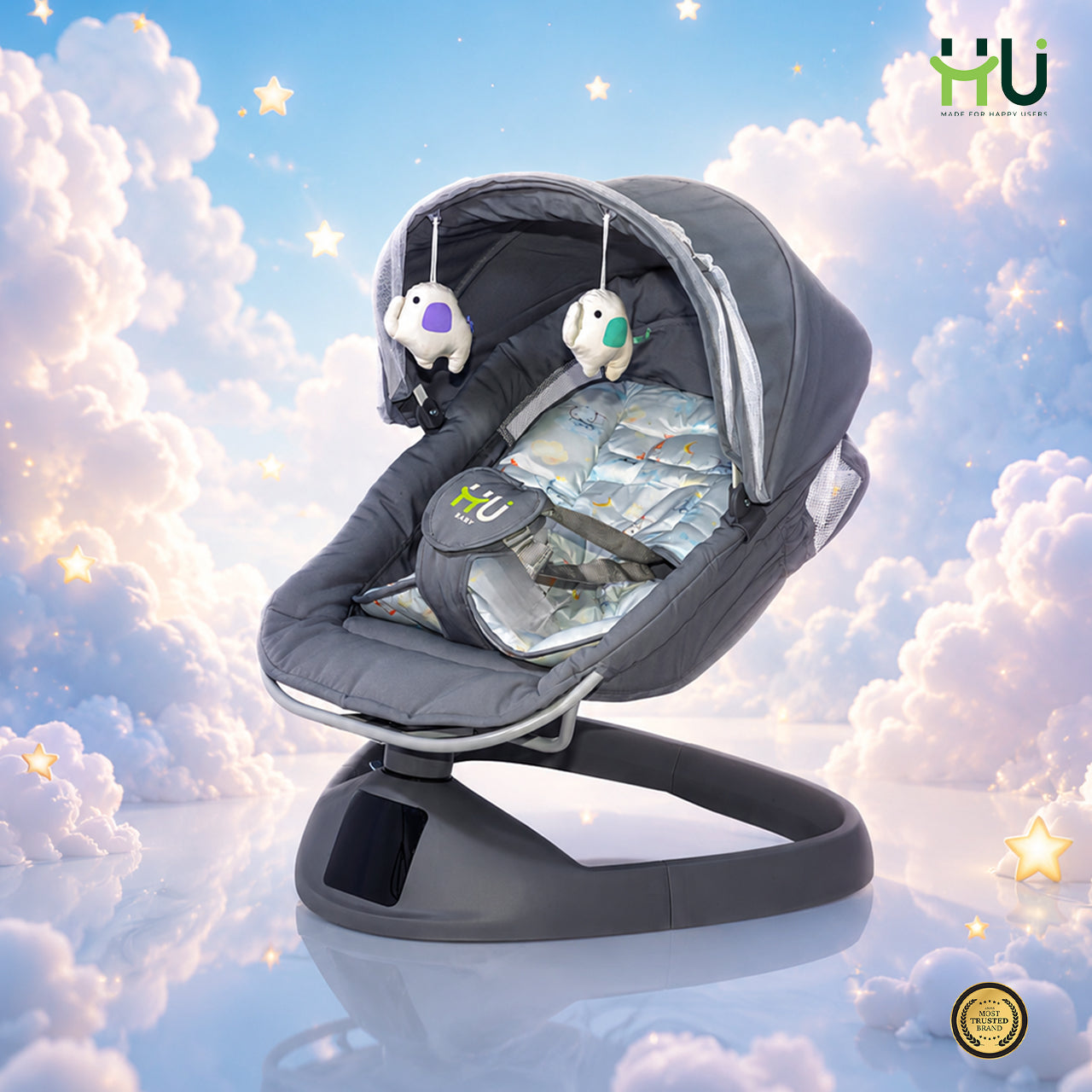 Electric Baby Swing with Bluetooth Music, Remote Control & 5-Speed Rocking