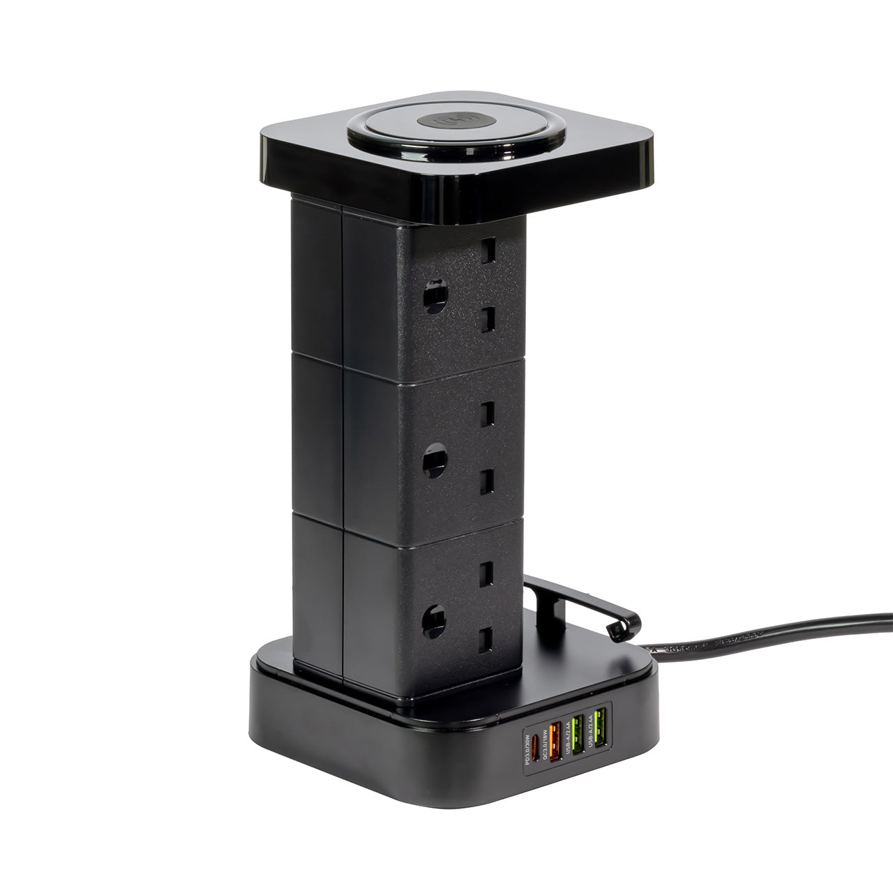 Tower Extension Board with 6 Sockets, USB & Wireless Charger