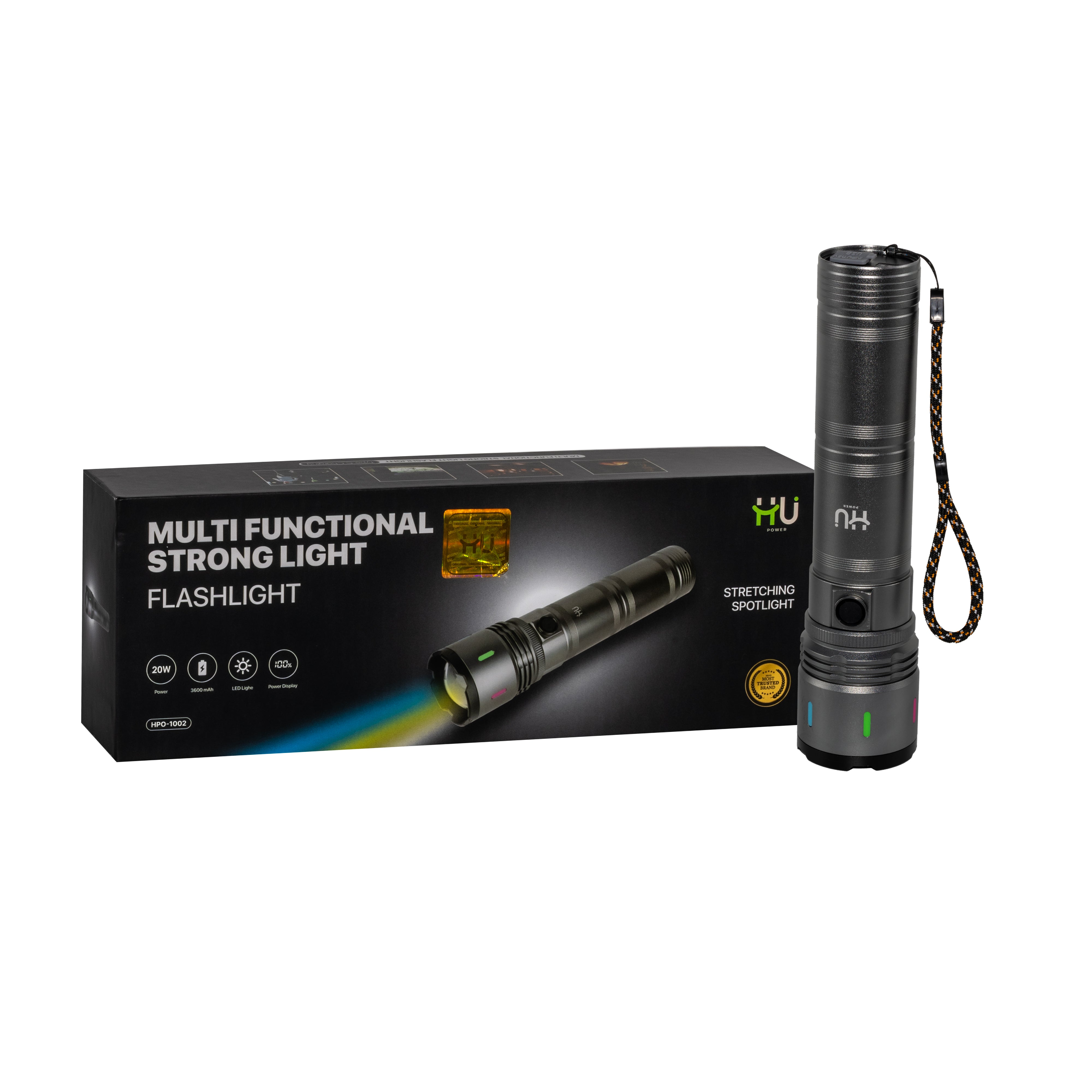 20W Rechargeable LED Flashlight USB-C (3600mAh)