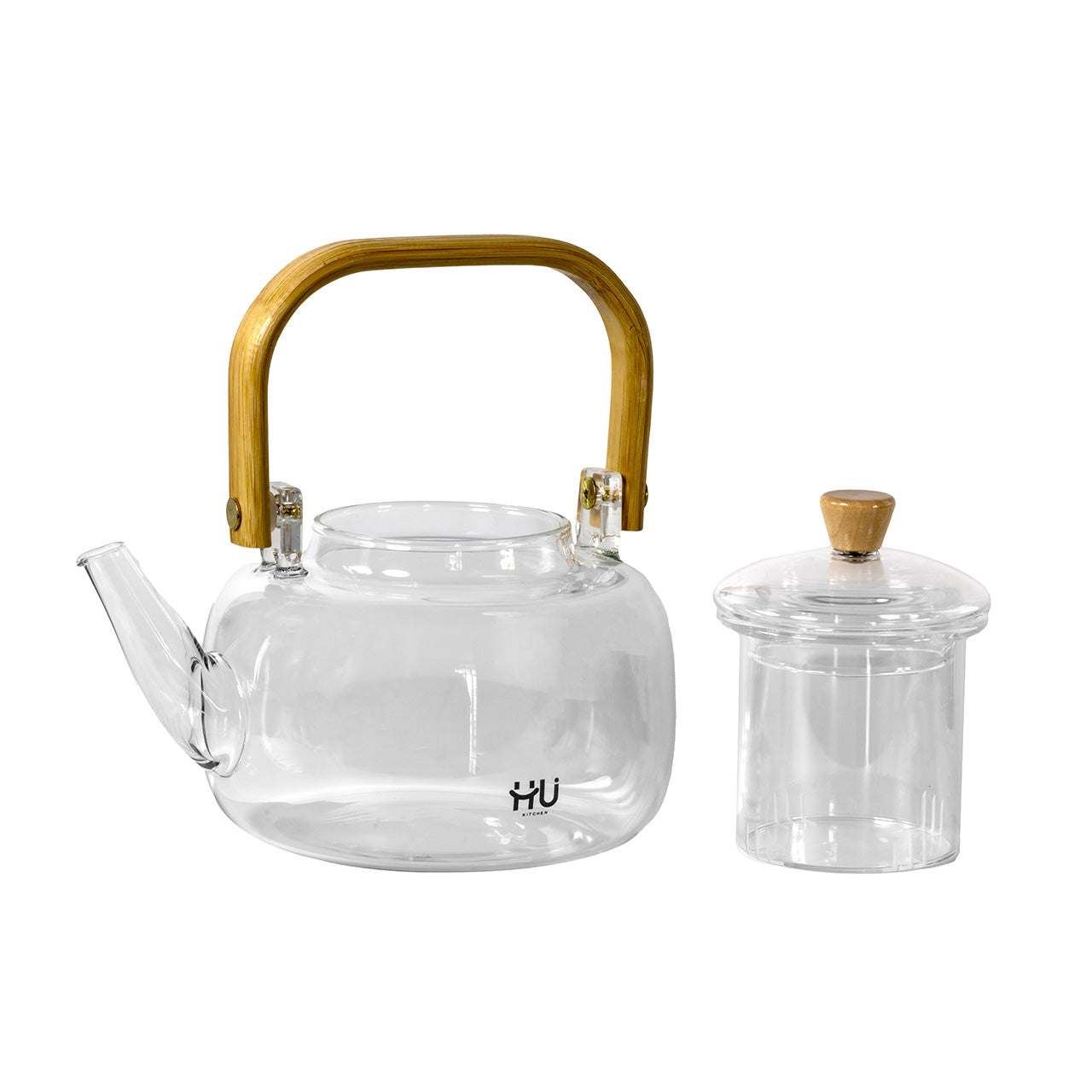 Heat Resistant Glass Tea Kettle with Copper Handle