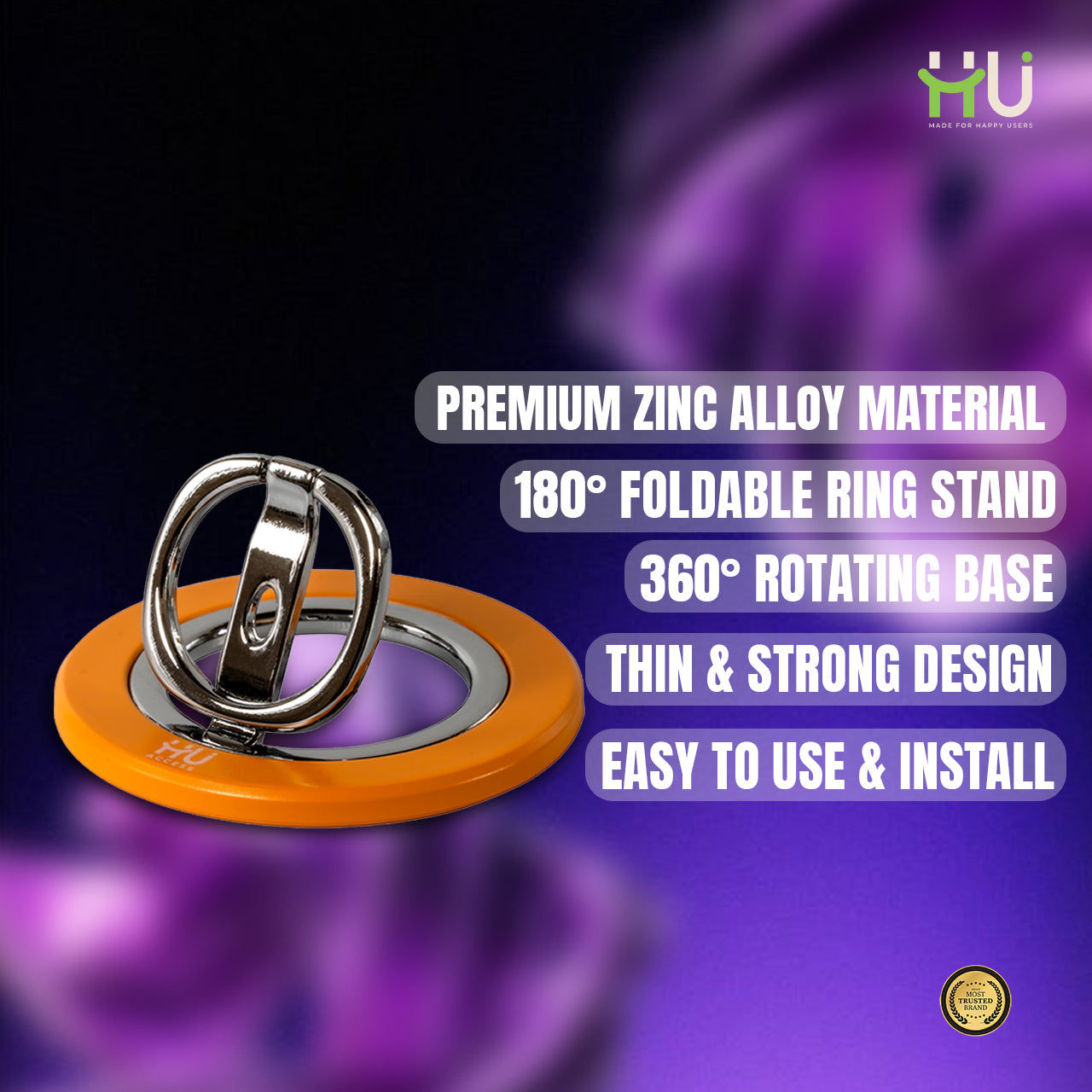 Magnetic Phone Holder Ring-Orange