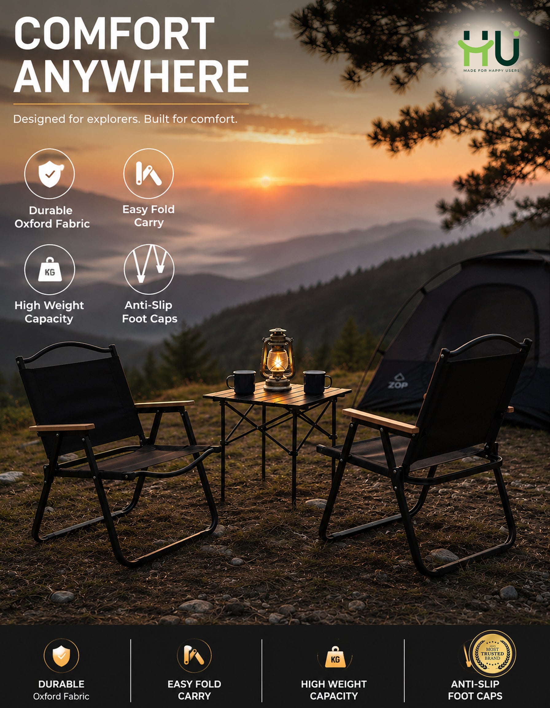 HU Foldable Outdoor Camping Chair