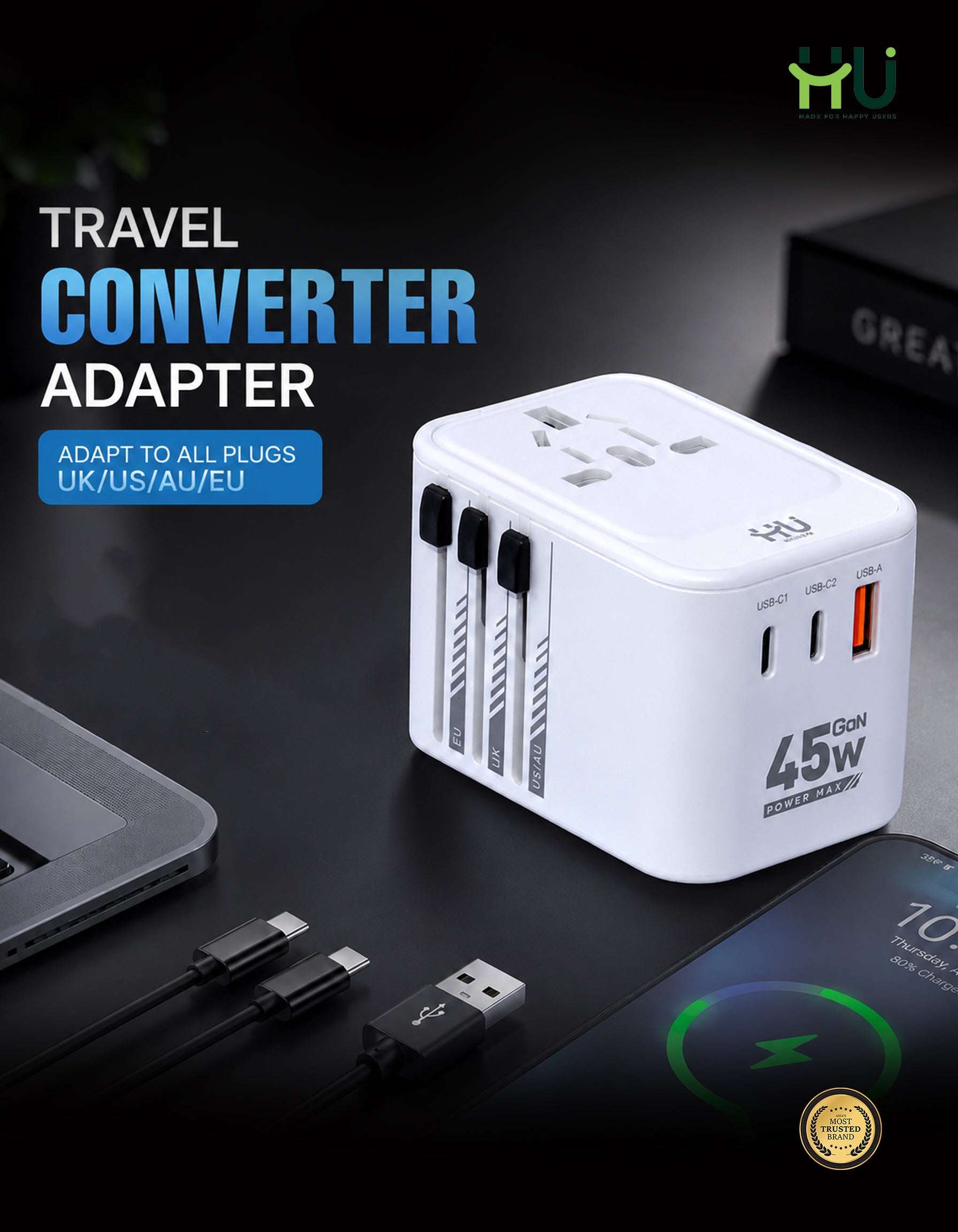 HU Universal Travel Adapter