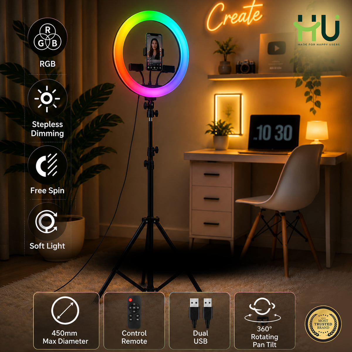 RGB LED Soft Ring Light 450mm