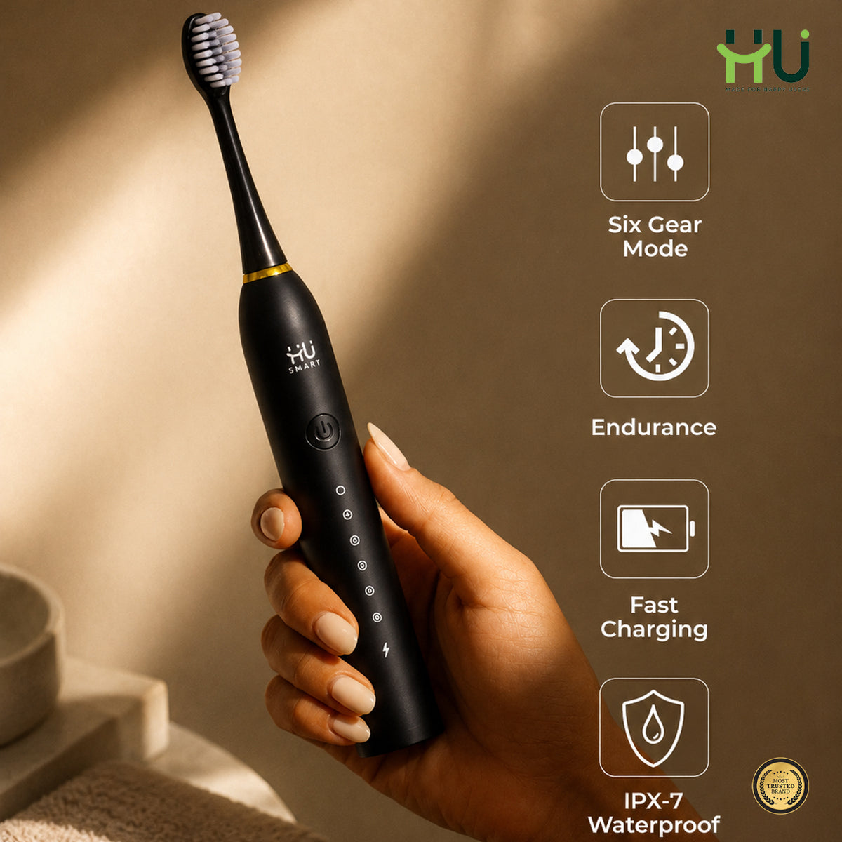 Sonic Electric Toothbrush (6 Cleaning Modes)-Black