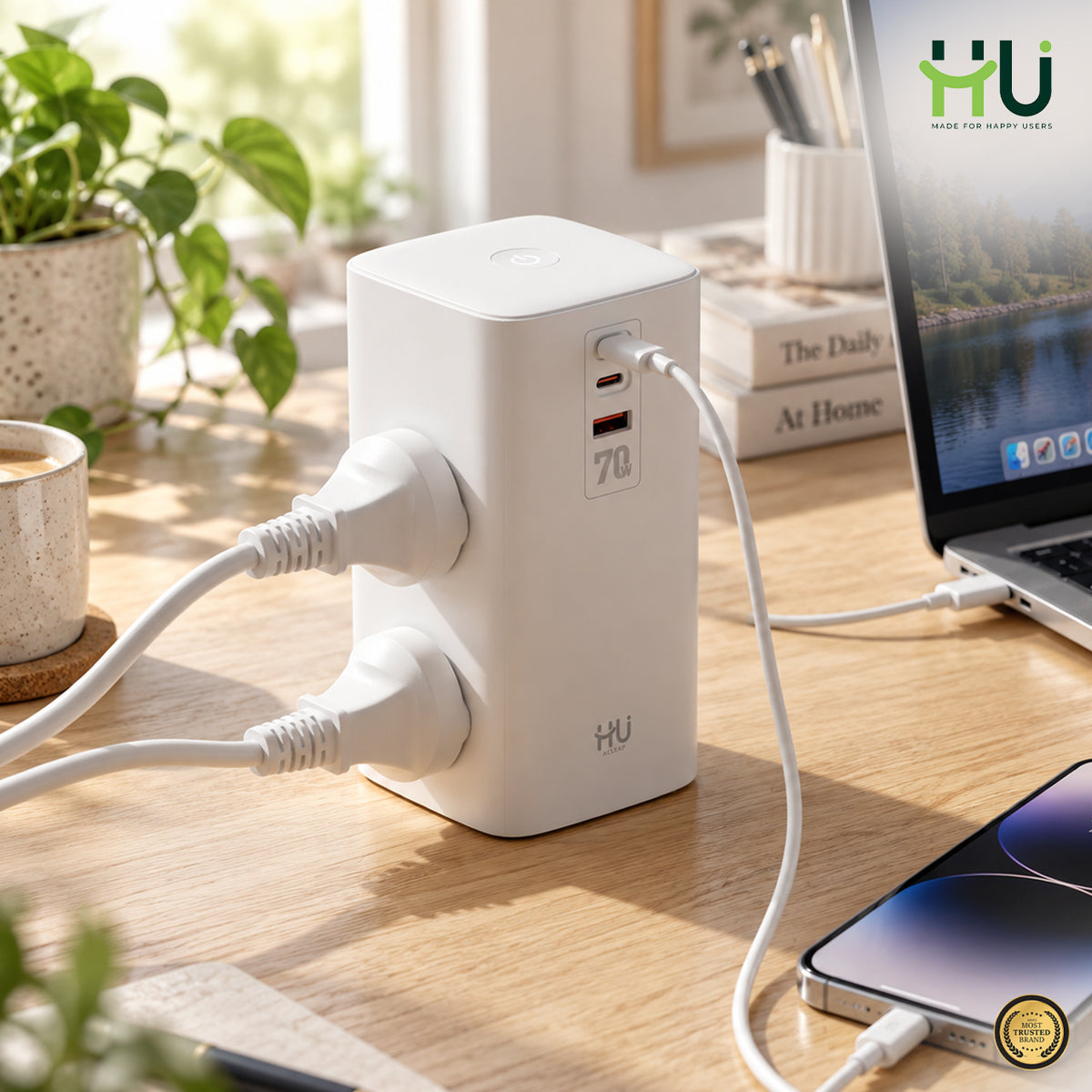 70W Tower Power Strip with Wireless Charging