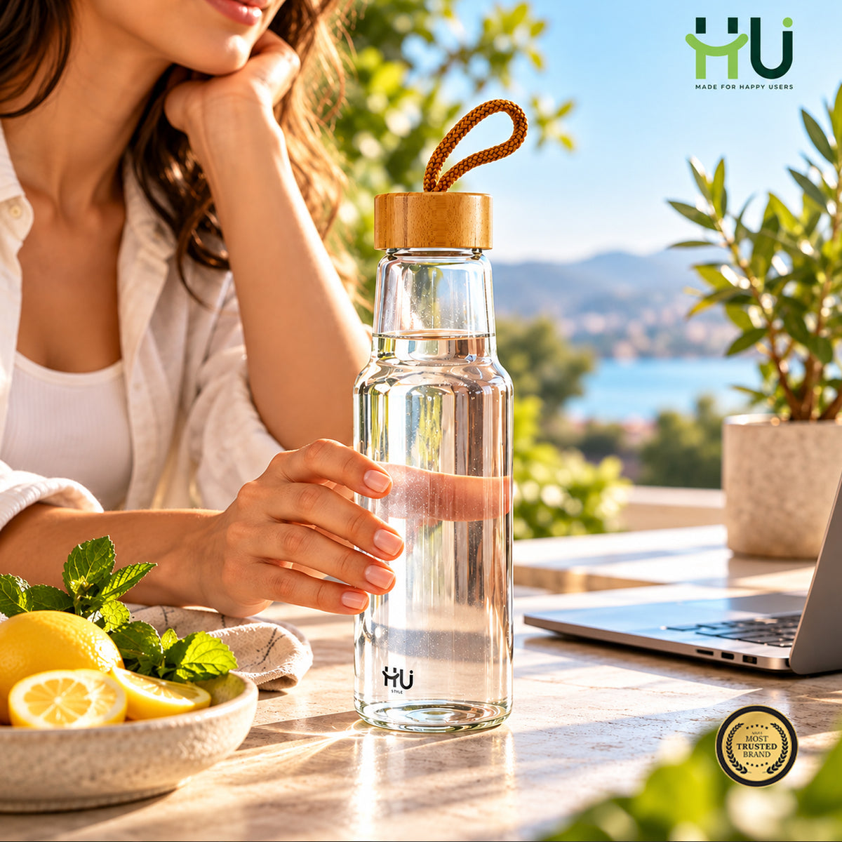 Glass Water Bottle Hydration Reminder Reusable Bottle