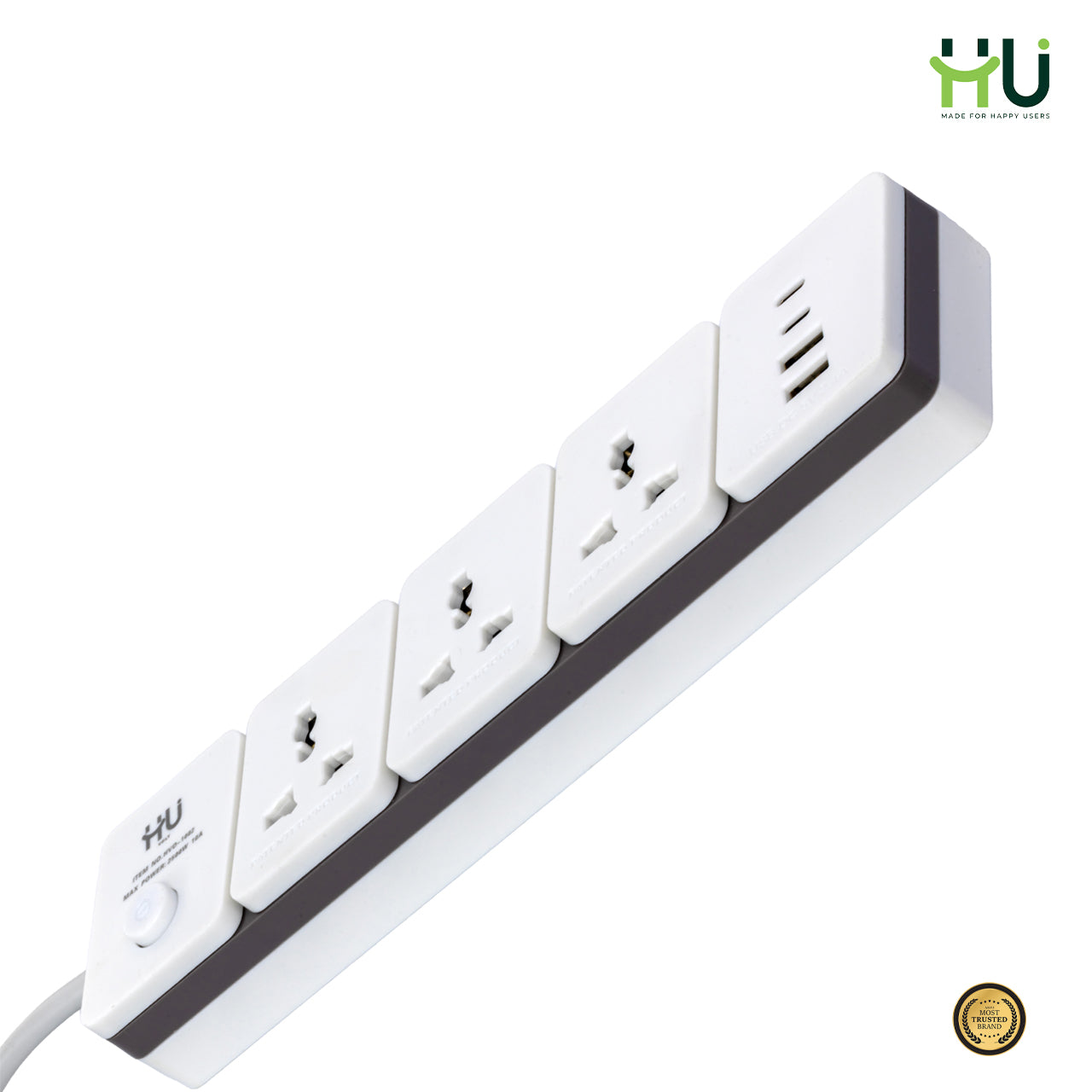 Extension Power Socket 3 Outlet + USB with 3M Cable