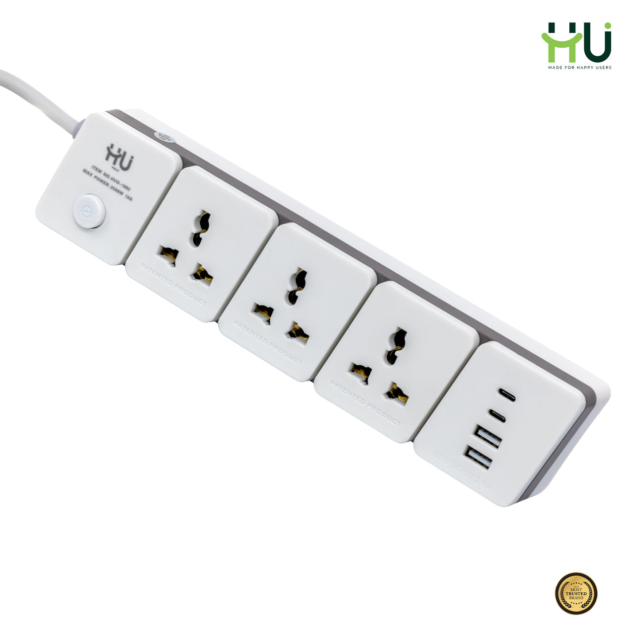 Extension Power Socket 3 Outlet + USB with 3M Cable