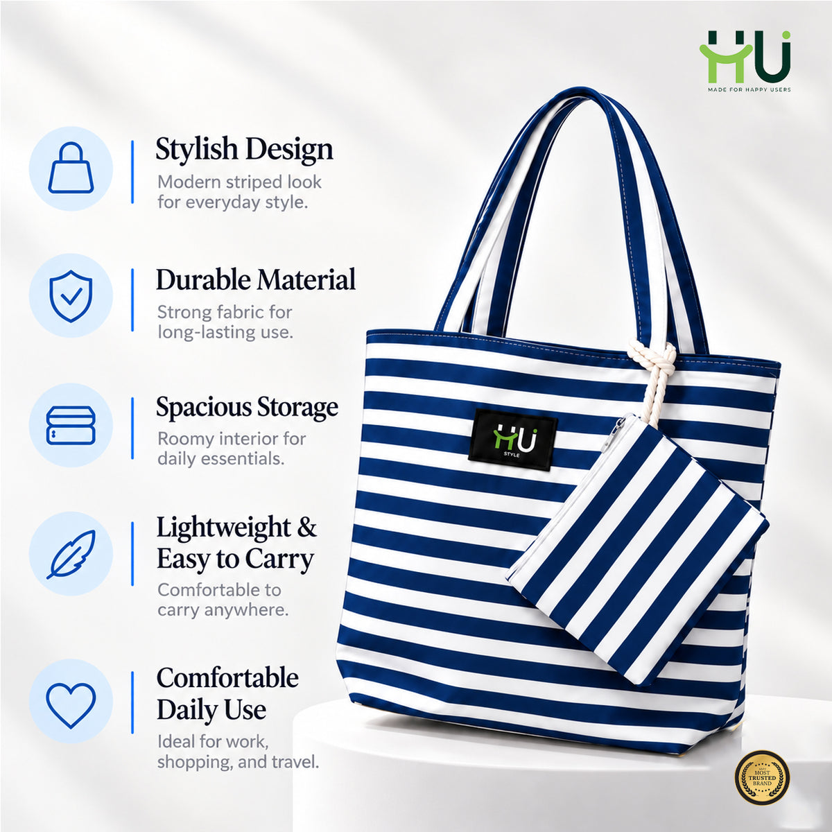 Zebra Pattern Fashion Bag – Blue & White